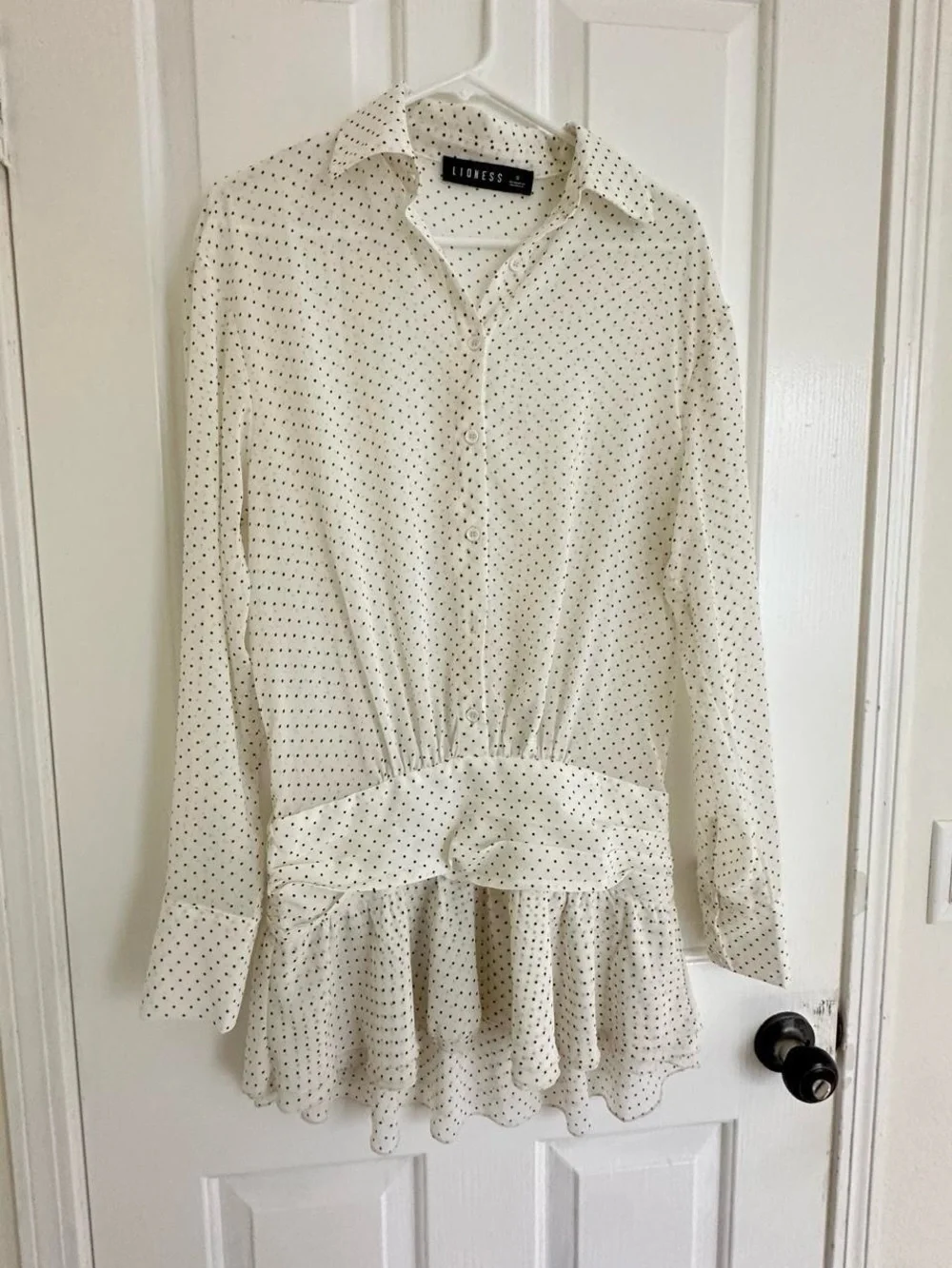 Princess Polly Cream Mini Dress with Subtle Dot Print